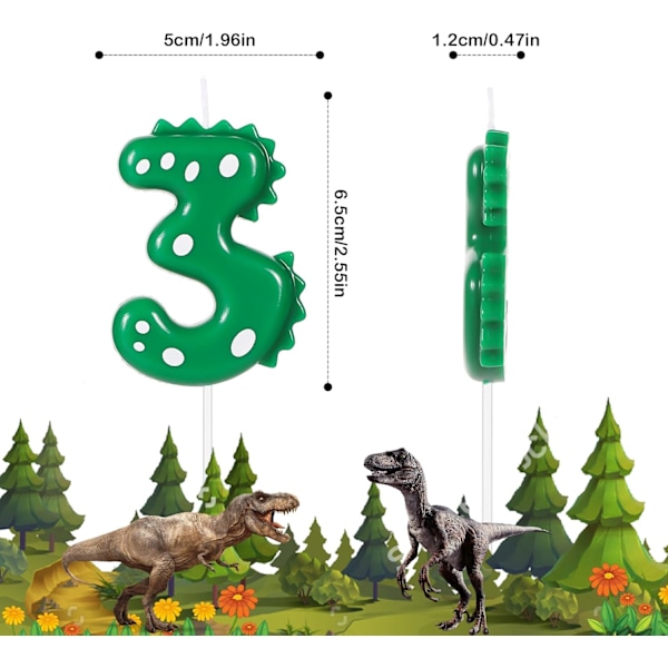 Födelsedagsljus, 7 cm dinosaurieljus födelsedagstårta ljus dinosaurieljus för tårta dinosaurieljus temafestdekoration (nummer 3) Nummer 3