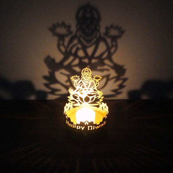 Metallisk Ljusstake Projektion Buddha Staty Ljusstake Bordshållare Dekorativ Ihålig Ljusstake Middag null - D