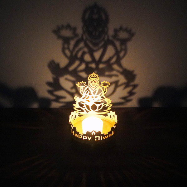 Metallljushållare projektion Buddhastaty Ljushållare Bordshållare Dekorativ ihålig ljushållare Middag null - D