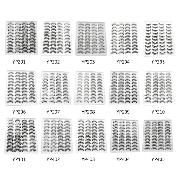 Lösögonfransar Faux 3D-fransar Naturligt utseende Fluffiga Cat-Eye Wispy-fransar Återanvändbart paket 4 blandad stil 20 par Style 208