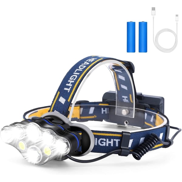 Hodelykt, 8 LED-lys, USB-oppladbar Super Lysende W