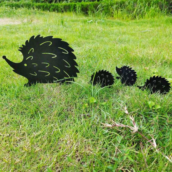 (4 stycken) Metall utomhusträdgårdsdekor, Hedgehog Yard Art Garden