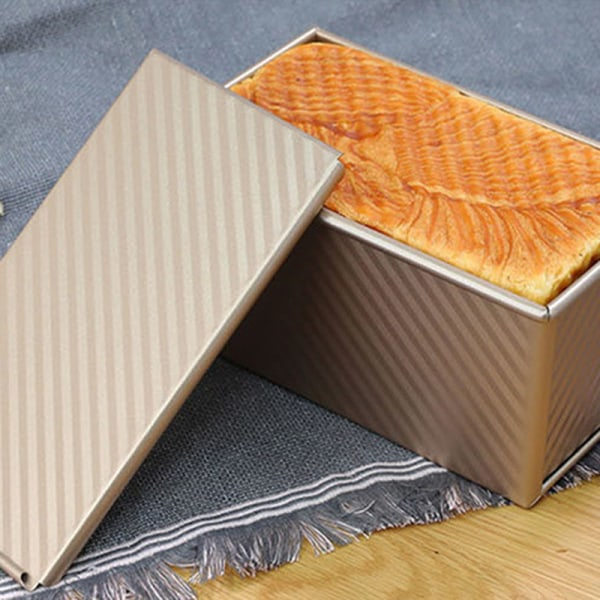 1. Non-stick Toast Form Toast Box Med Lock Kolstål Bröd Gold large