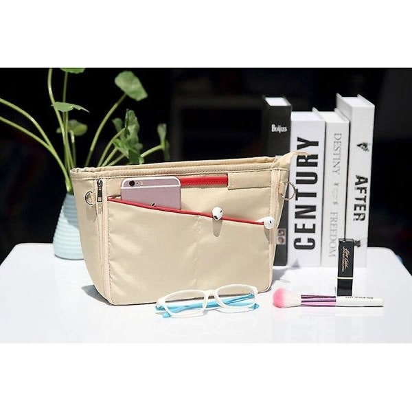 Khaki Liten Nylon Resväska Kan Expandera Kosmetisk Förvaringsväska (19cm*8cm*14.5cm)