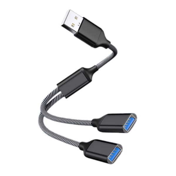 USB Splitter Kabel USB Hub Strømudvidelsesadapterkabel 28cm/11.02in Sort