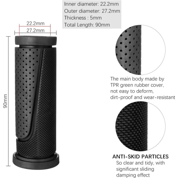 2 ST Sykkelgrep Korte Mini Sykkelstyregrep Passer mange standardcyklar, 90MM Lengde Mountain Bike Grip Shift Sykkelgrep