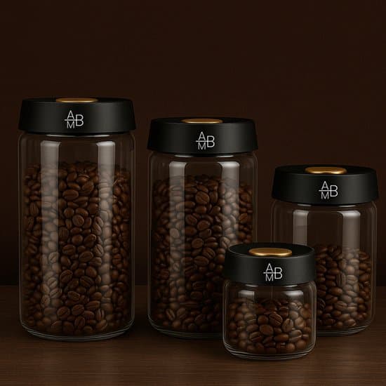 Kaffebönbehållare 900 ml, Vakuumförseglad lufttät glasburk med enknappsventil för kaffe, te, nötter, kök