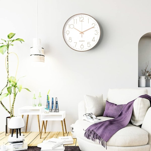 Minimalistisk väggklocka (silver), 30 cm (12 tum) Modern Silent Wall Clock, Silent Quartz Movement