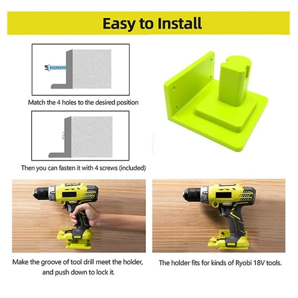 5 stk Veggmontert maskinlagringsstativ for 18v One+ batteri Verktøyholder Feste Hylle for drill