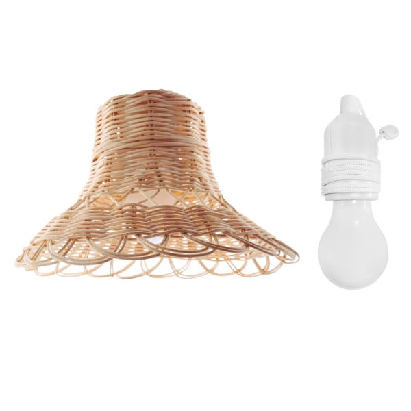 Handvävd naturlig rottinglampskärm Chandelier Hängande lampskärmar för sovrum och vardagsrum hemma - 5