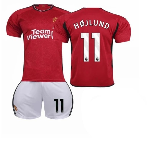 23-24 Manchester United Hjemmefodboldtrøje Børn Voksen Jersey Nummer 11 Hoylen shirt and short #S