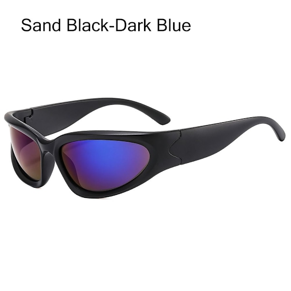 Y2K Omsluttende Solbriller Vintage Punk Briller Sand Black-Dark Blue