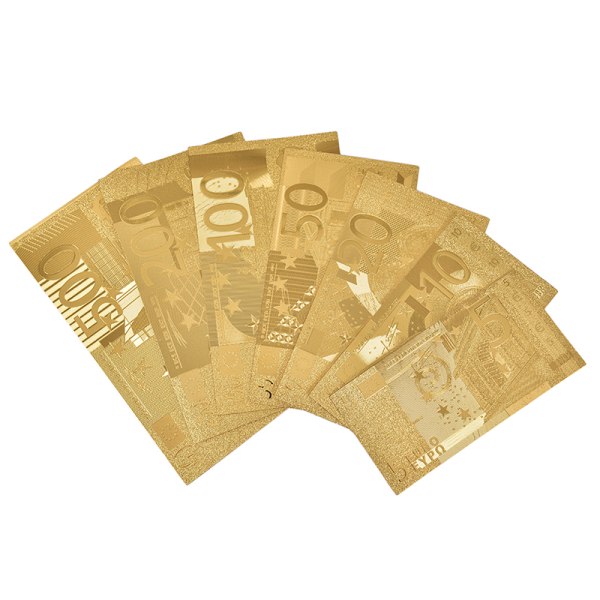 7st/ sett eurosedlar guldfolie Papperspengar hantverkssamling