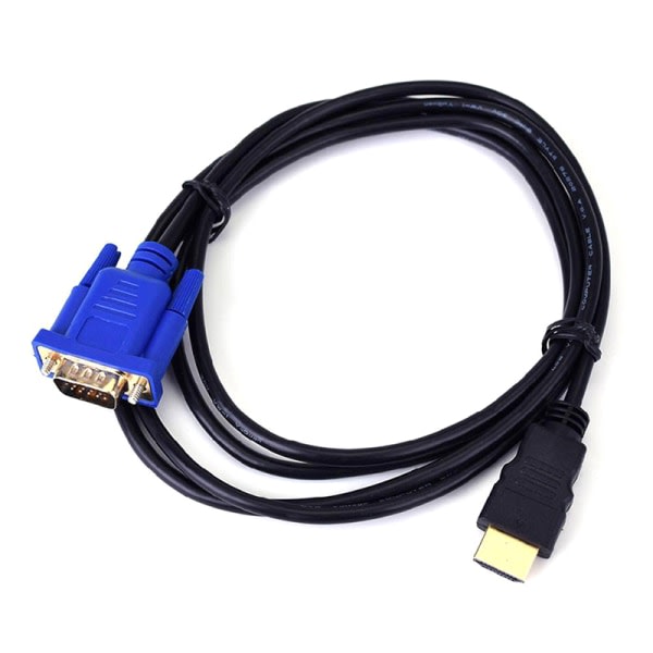 HDMI Hane till VGA Hane Video Converter Adapterkabel för PC DVD Svart one size