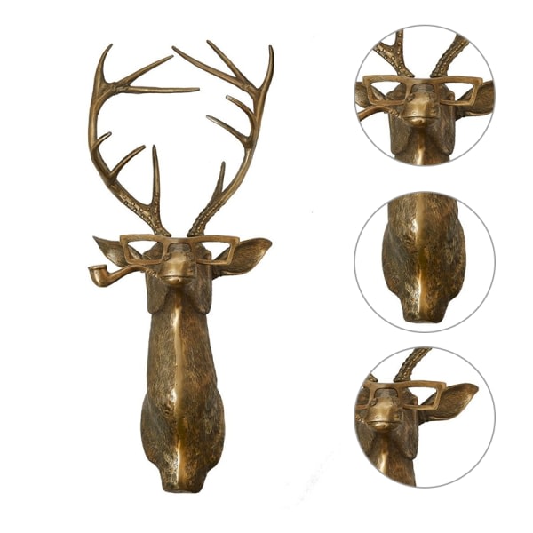 Djurhuvud Väggmonterad Skulptur Väggdekal Resin Djurpenna Deer CDQ