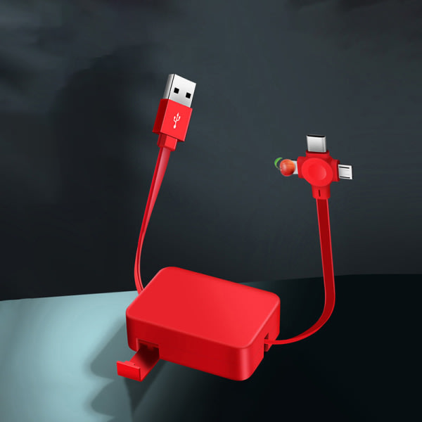 4-i-1 Retraktil USB Typ C Micro USB -kabel för iPhone-laddare Rosa A