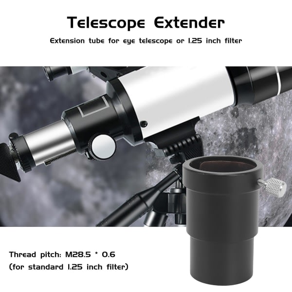 1,25 tum Förlängningsrör för Astronomiskt Teleskop Monokulärt Okular med Kompressionsring av Mässing Svart