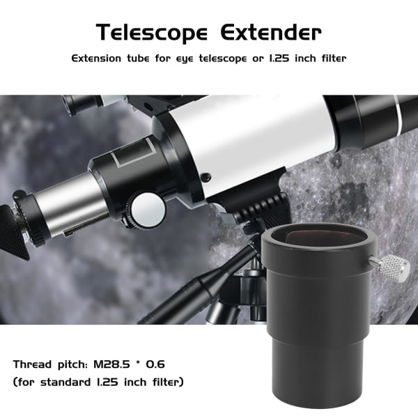 1,25 tums förlängningsrör för astronomiteleskop monokulärt okular med kompressionsring av mässing svart