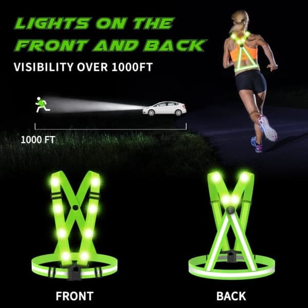 LED refleksvest. USB Genopladelig Refleks Løbevest med