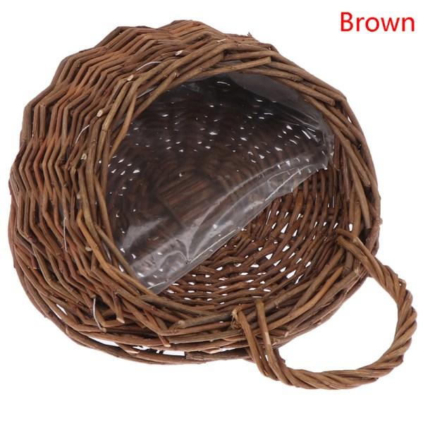 Blomma er Vägg Hängande Korg i Wicker Rattan Korg Trädgård Vin Kruka s H Brun en storlek Brown one size