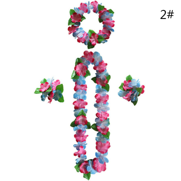4:a/ set Hawaiian Flower Leis Garland Halsband DIY-dekoration F 2 One Size 2 One Size