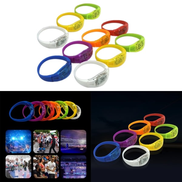 10 stk LED Glow Armbånd Lysende Armbånd Blinkende Armbånd Glow in Dark Festartikler til koncerter Festivaler