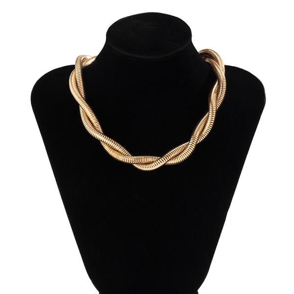 Punk Twisted Rope Chain Halsband för kvinnor Cuban Chunky Chain Gold