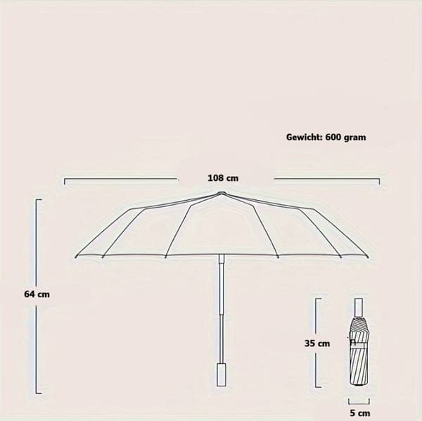 Stormparaply Sammenfoldelig Kompakt Med UPF 50 Solbeskyttelse Til Rejser Pendling Sort 108 Cm Diameter