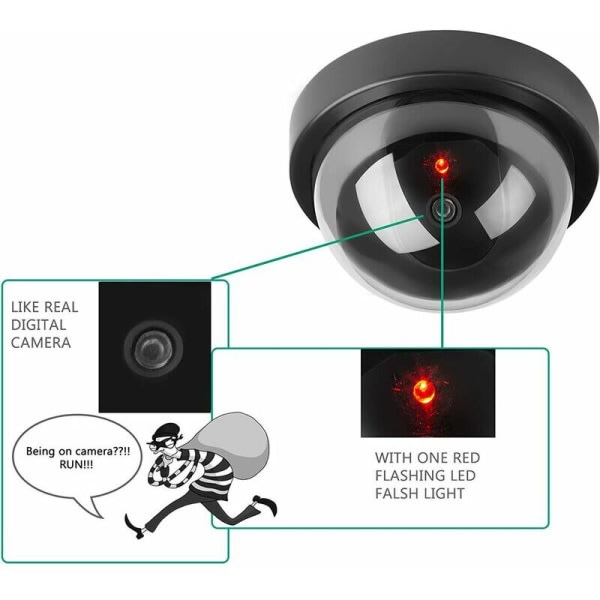 Dummy-kameror, falsk säkerhets CCTV-kupolkamera med LED-blixtljus för företagsbutiker Hem, inomhus utomhusbruk (4-pack),