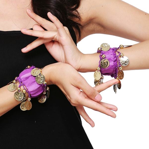 Magdans Håndled Ankel Mansjetter Armbånd Chiffon Guldmynt Mave Sort one size Black one size