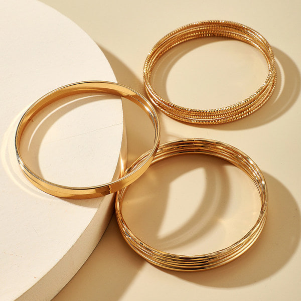1Set Punk Guld Färg Armband för Kvinnor Trendiga Metall Armband Je 05 One Size 5 one size