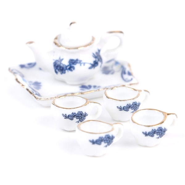 6 stk. Dukkehus Miniature Spisestel Porcelæn Testel