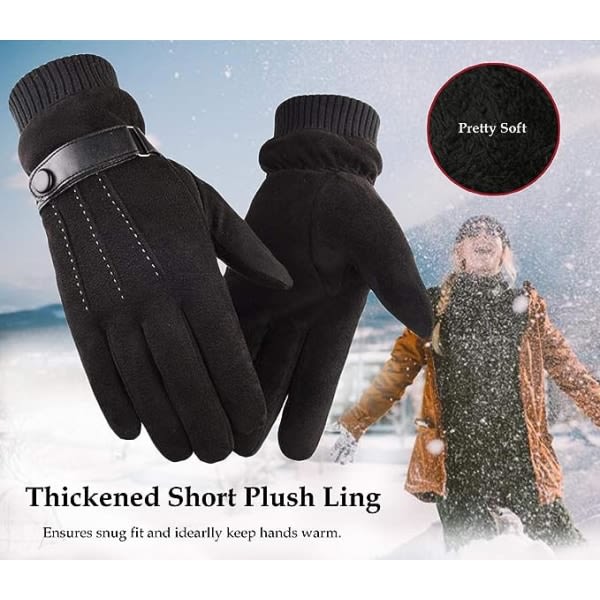 Vintervarma pekskärmshandskar för män kvinnor thermal fleecefoder (svart)