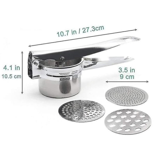 Premium Spaetzle / Potetpresse laget av rustfritt stål 3 sikteinsatser