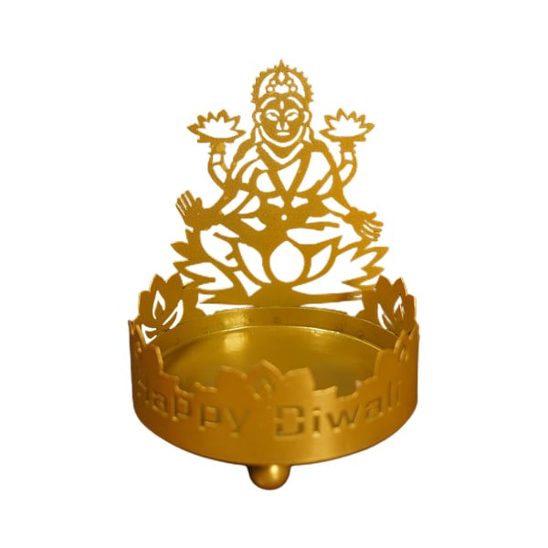 Metallisk Ljusstake Projektion Buddha Staty Ljusstake Bordshållare Dekorativ Ihålig Ljusstake Middag null - D