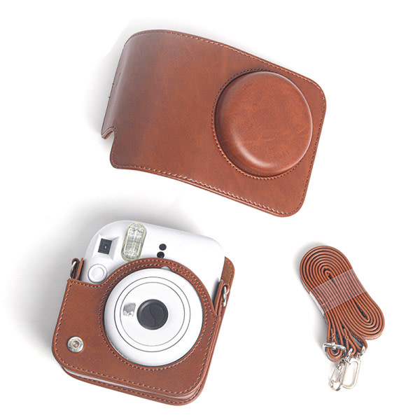För Instax Mini 12 Case Kameraväska PU Läder Case Med Brun 1 Brown 1