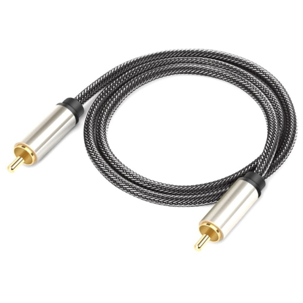 Koaxial digital ljudkabel guldpläterad och flätad subwooferkabel RCA hane till hane HiFi SPDIF stereo ljudkabel 2m