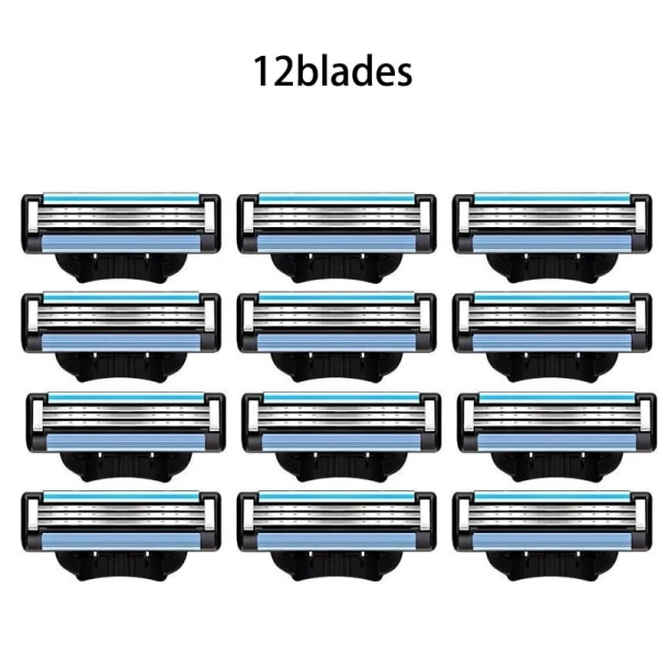 3-lags barberblad, manuel barbermaskine til mænd i rustfrit stål, retro våd barbermaskine, genanvendelig barbermaskine 12Blades 12Blades