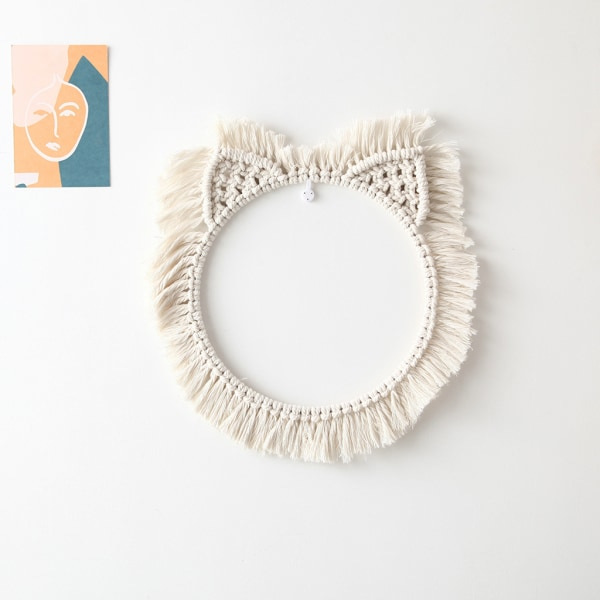 Käsintehty Makramee-seinäkoriste Ripustus Boho Fringe Pyöreät Koristeet asuntoon null - 103E