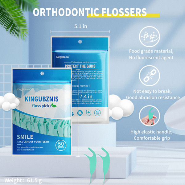 50st Floss Picks Dental Heathy Tandpetare Stick Care Tooth Cl Syaani yksikokoinen Cyan onesize