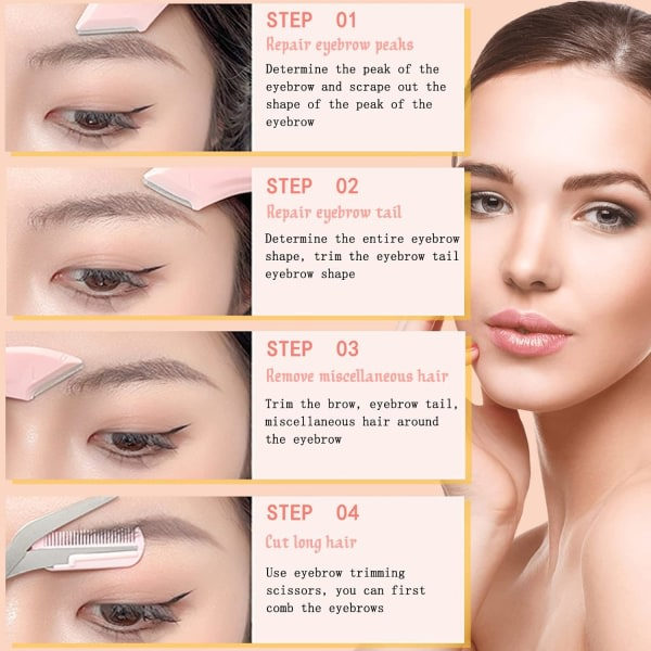 6 ST Øjenbryns trimmer sæt rustfrit stål buede øjenbryn Razor Eye
