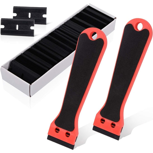 2-pak 100 dobbeltsidede barberblade, plastskabe, 6 tommer lang