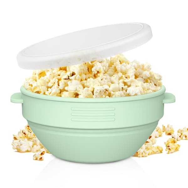 Silikon Popcorn Bolle med Håndtak Lilla Medium
