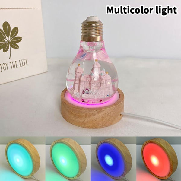 Nattlampa Trä LED-ljusbas Massivt trä LED Multicolor