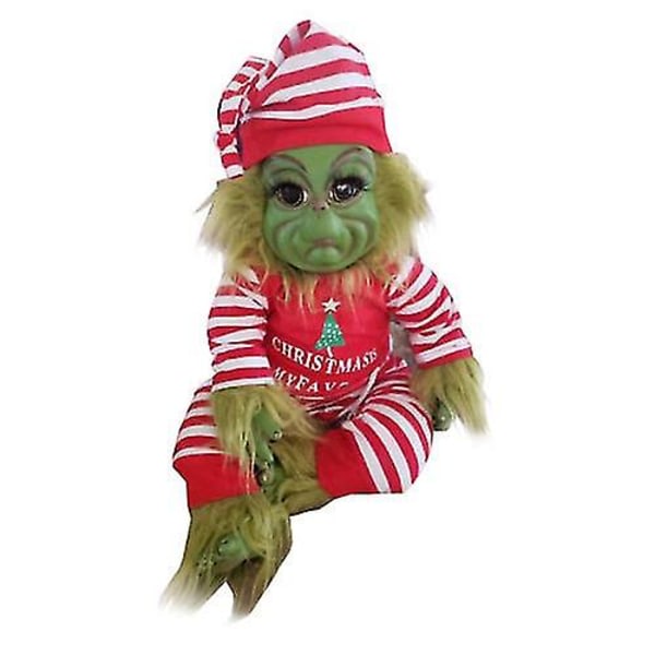 Julgrinch Baby Silikon Leksaker Grinch Docka Julklappar för barn Stripe