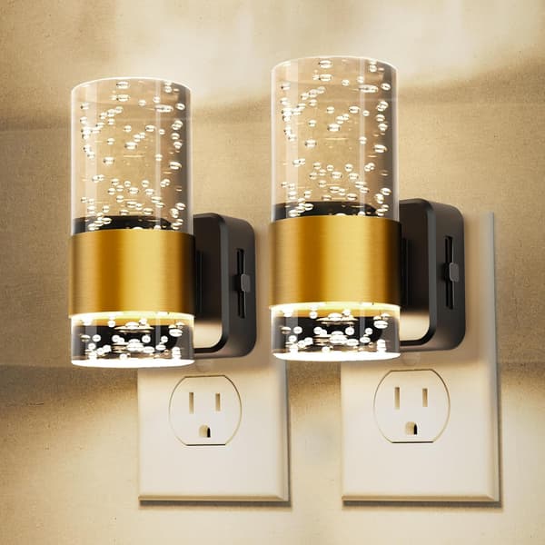 LED Night Light, Dimmable Night Light Wall Outlet, 2-pack Acrylic Night Light with 0-100LM Adjustable Brightness, 3000K Night Light with Dusk