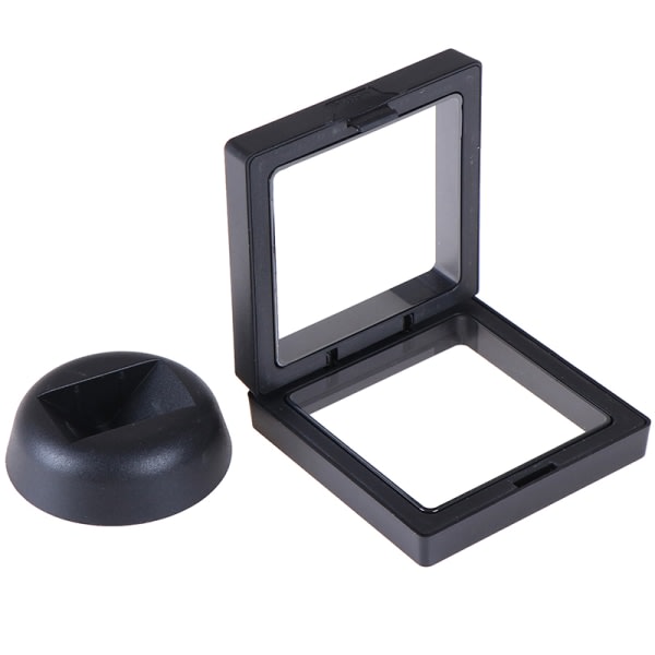 70*70 mm svart 3D flytende smykker mynt display ram holder boks Black One Size Black One Size