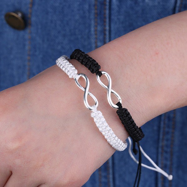 Infinity Venskab Armbånd - 2 stk, håndlavede flettede