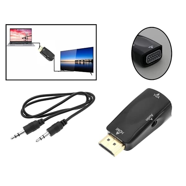 HDMI til VGA Adapter med 3,5 mm AUX