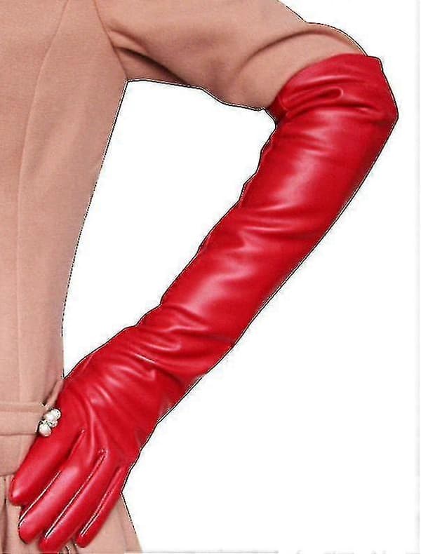 Women's Gloves Leather Silk Lining Long Over Elbow Elegant Mitten 50cm Ns2 White M White M